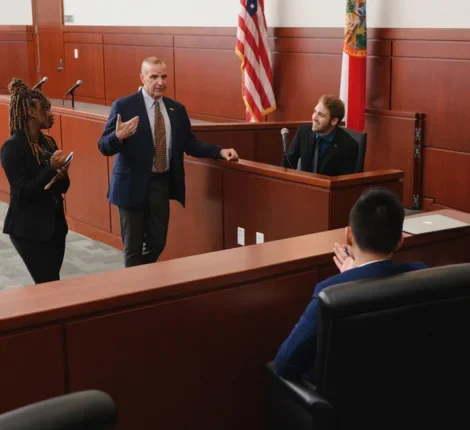 Lawyers in a courtroom